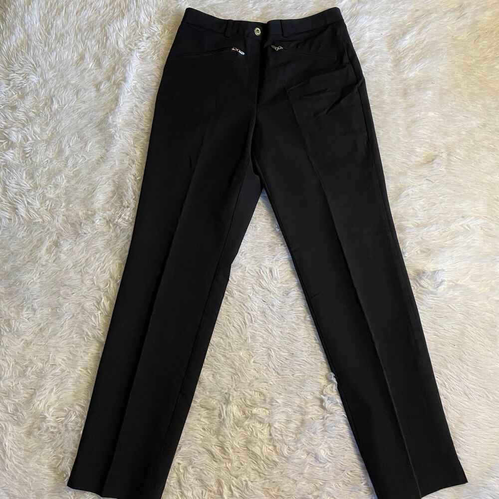 Korean Quality Women's Slacks‎ Straight Cut Business Pants, True Black Size 30